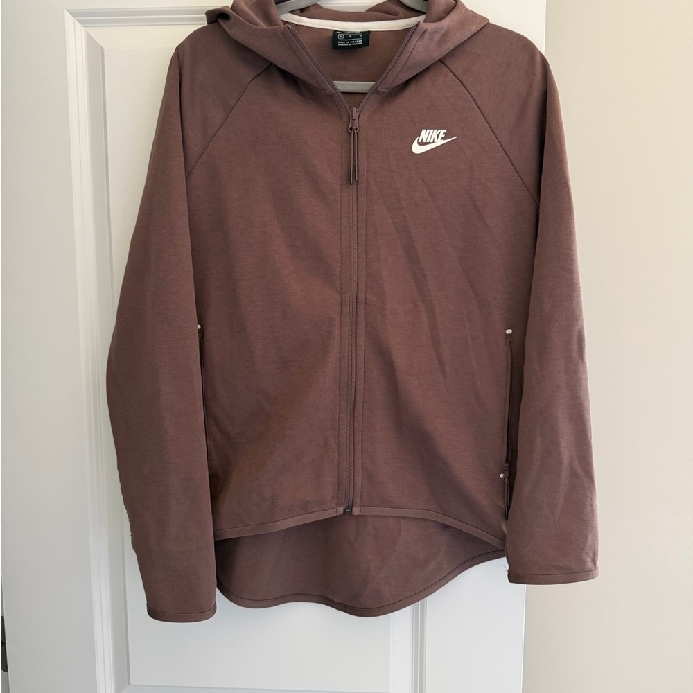 Nike Tech Brown Zip Up Hoodie with White Logo